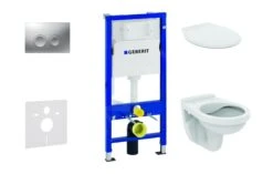Geberit Duofix - Set Voorwandinstallatie, Closet Alpha Met WC-zitting, Bedieningsplaat Delta21, Mat Chroom 458.103.00.1 NR3