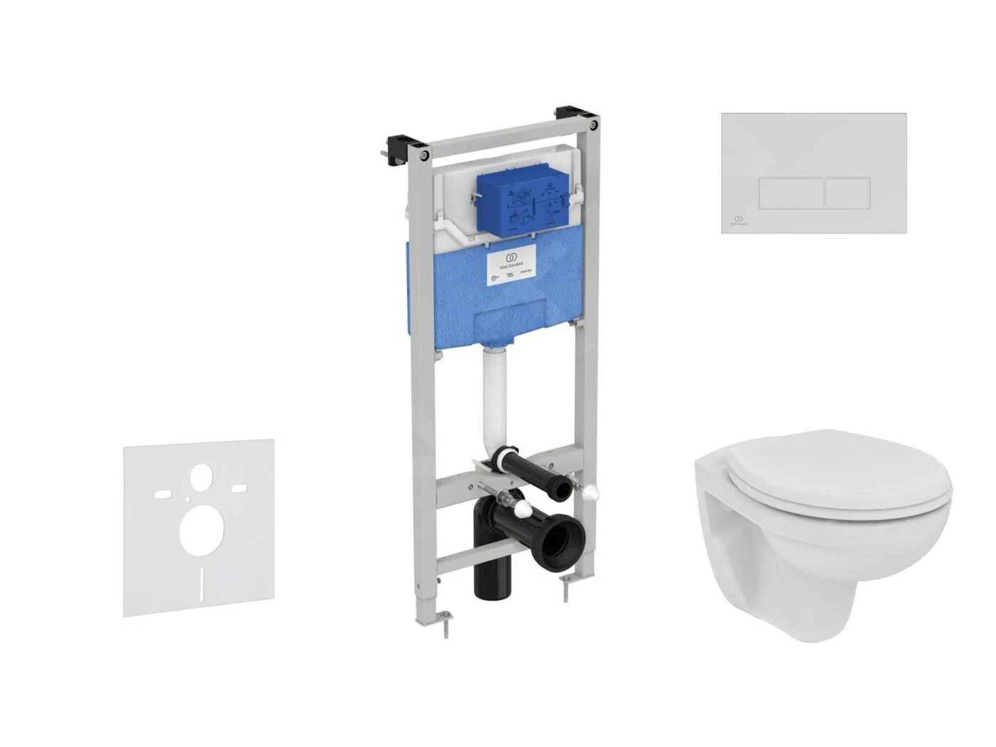 Ideal Standard ProSys - Toiletset- Inbouwreservoir, Closet, WC-zitting Eurovit, Oleas M2 Bedieningsplaat, Rimless, SoftClose, Mat Chroom ProSys120M SP50