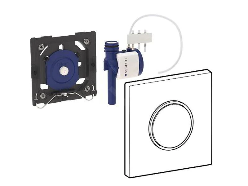 Geberit Spoelsystemen - Urinoirstuursysteem Met Pneumatische Spoelactivering, Bedieningsplaat Type 10, Zwart/chroom 116.015.KM.1 - Afbeelding 3