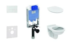 Ideal Standard ProSys - Toiletset - Inbouwreservoir, Closet Alpha Met WC-zitting, Oleas M2 Bedieningsplaat, SoftClose, Mat Chroom ProSys80M SP110