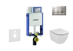 Geberit Kombifix - Set Voorwandinstallatie, Toilet En Zitting Ideal Standard Tesi, Bedieningsplaat Sigma30, Mat Chroom/chroom 110.302.00.5 NF7