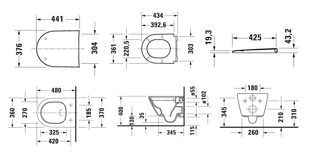 Duravit D-Neo - Hangend Toilet Met Wc Bril SoftClose, Rimless, Wit 45880900A1 - Afbeelding 2