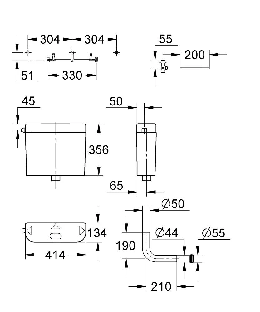 Grohe Toebehoren - Spoelreservoir 356x134mm, Alpine Wit 37355SH0 - Afbeelding 2