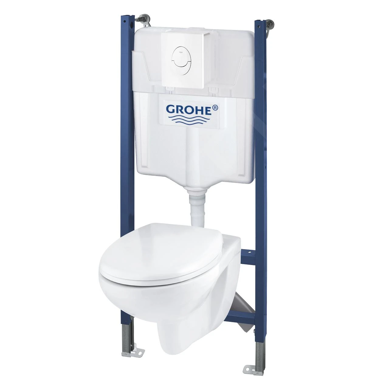 Grohe Solido - Toiletset Met Hangend Toilet + Softclose Wc Bril, Rimless, Skate Air Drukknop, Alpine Wit 39398000 - Afbeelding 3