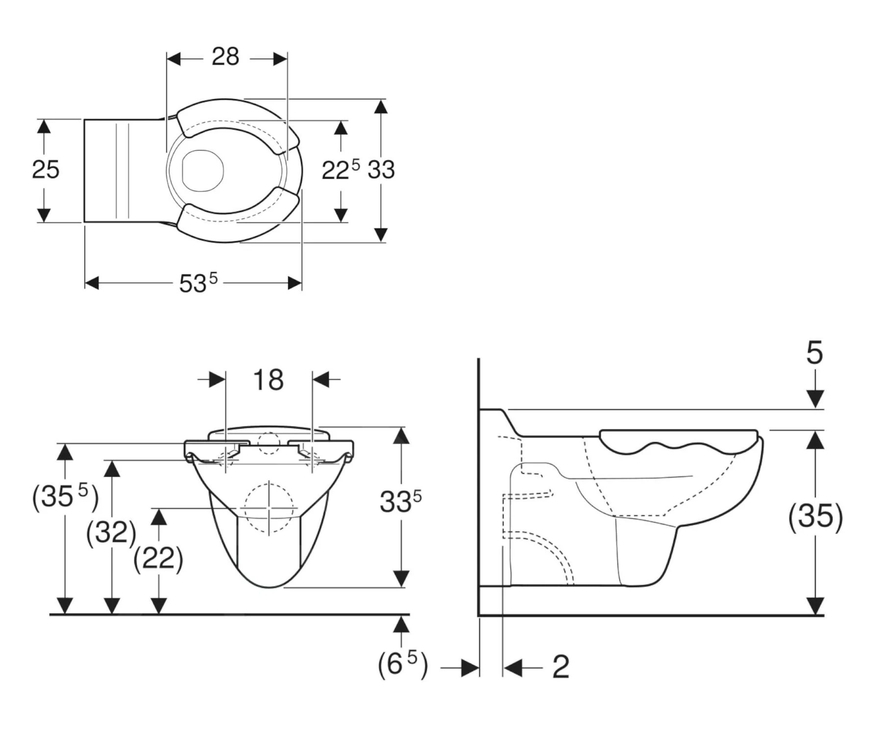 Geberit Bambini - Kinder Hangend Toilet, Wit/karmijn 201710000 - Afbeelding 2