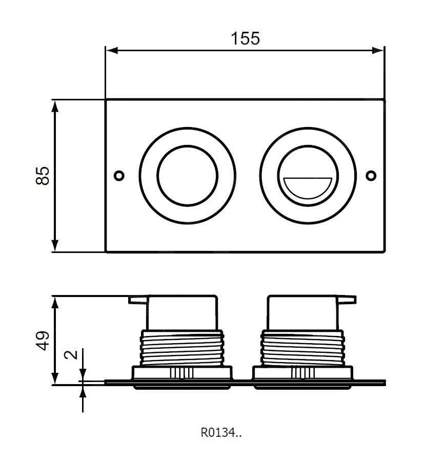 Ideal Standard Septa Pro - Bedieningspaneel P2, Rvs R0134MY - Afbeelding 2