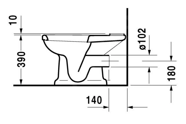 Duravit 1930 - Staande Duoblokpot, Afvoer Horizontaal, WonderGliss, Wit 02270900001 - Afbeelding 3