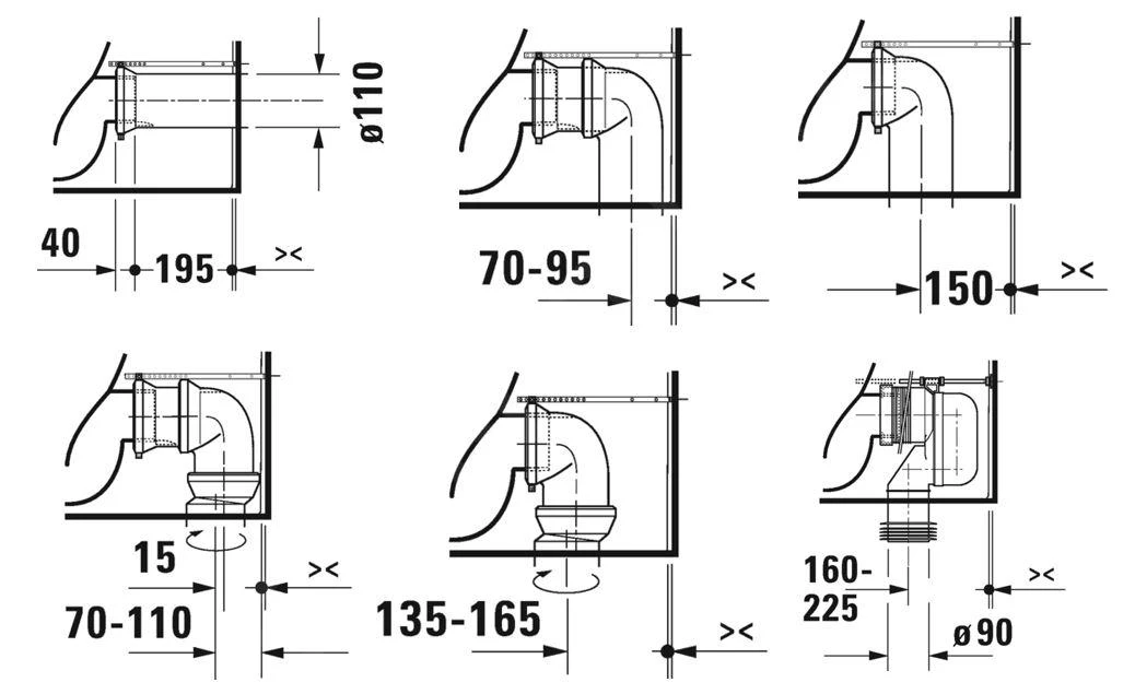 Duravit ME By Starck - Duoblokpot, Vario Afvoer, Rimless, Wit 2005090000 - Afbeelding 3