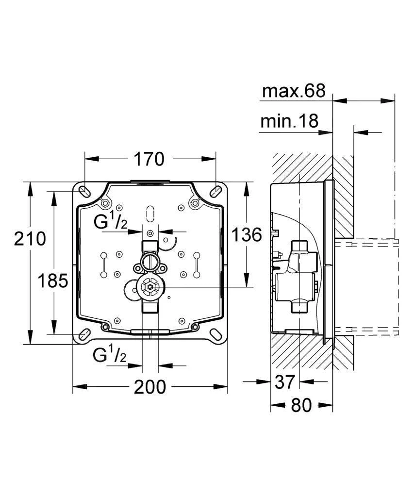 Grohe Rapido - Rapido UMB - Urinoir Inbouwset 38787000 - Afbeelding 2