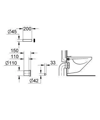 Grohe Toebehoren - In- En Uitlaatgarnituur Voor WC, Zwart 37104K00 - Afbeelding 2