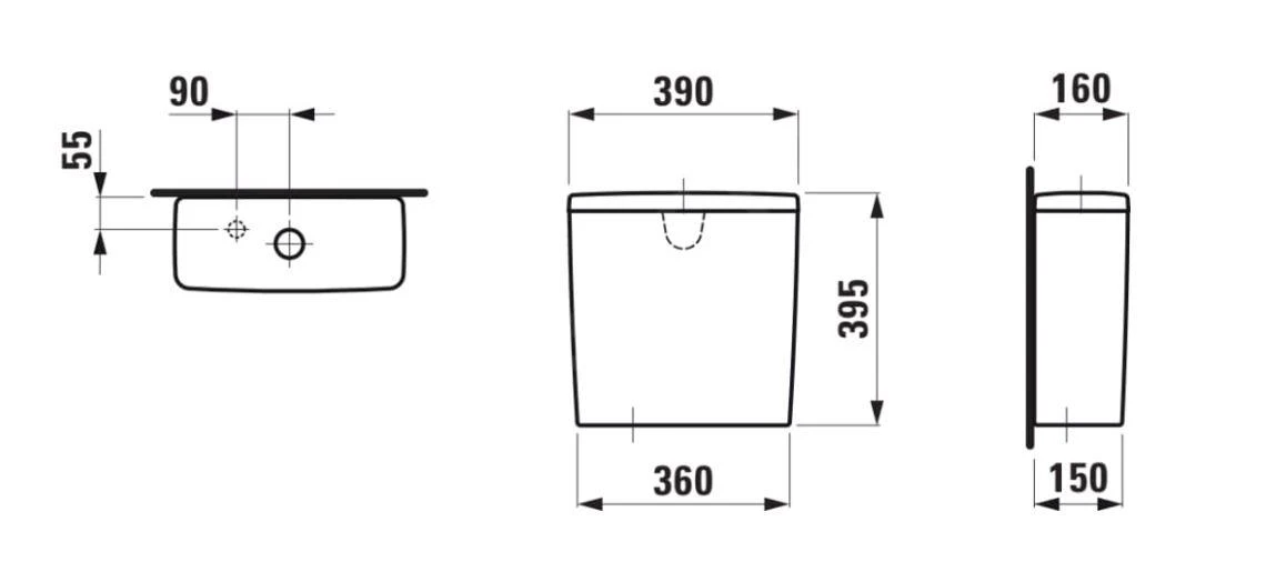 Laufen Lua - Spoelreservoir, DualFlush, Watertoevoer Aan De Onderkant, Wit H8270830009731 - Afbeelding 2