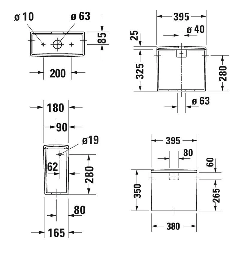 Duravit Soleil By Starck - Spoelreservoir, Zijwaterinlaat, DualFlush, Wit 0945000085 - Afbeelding 2