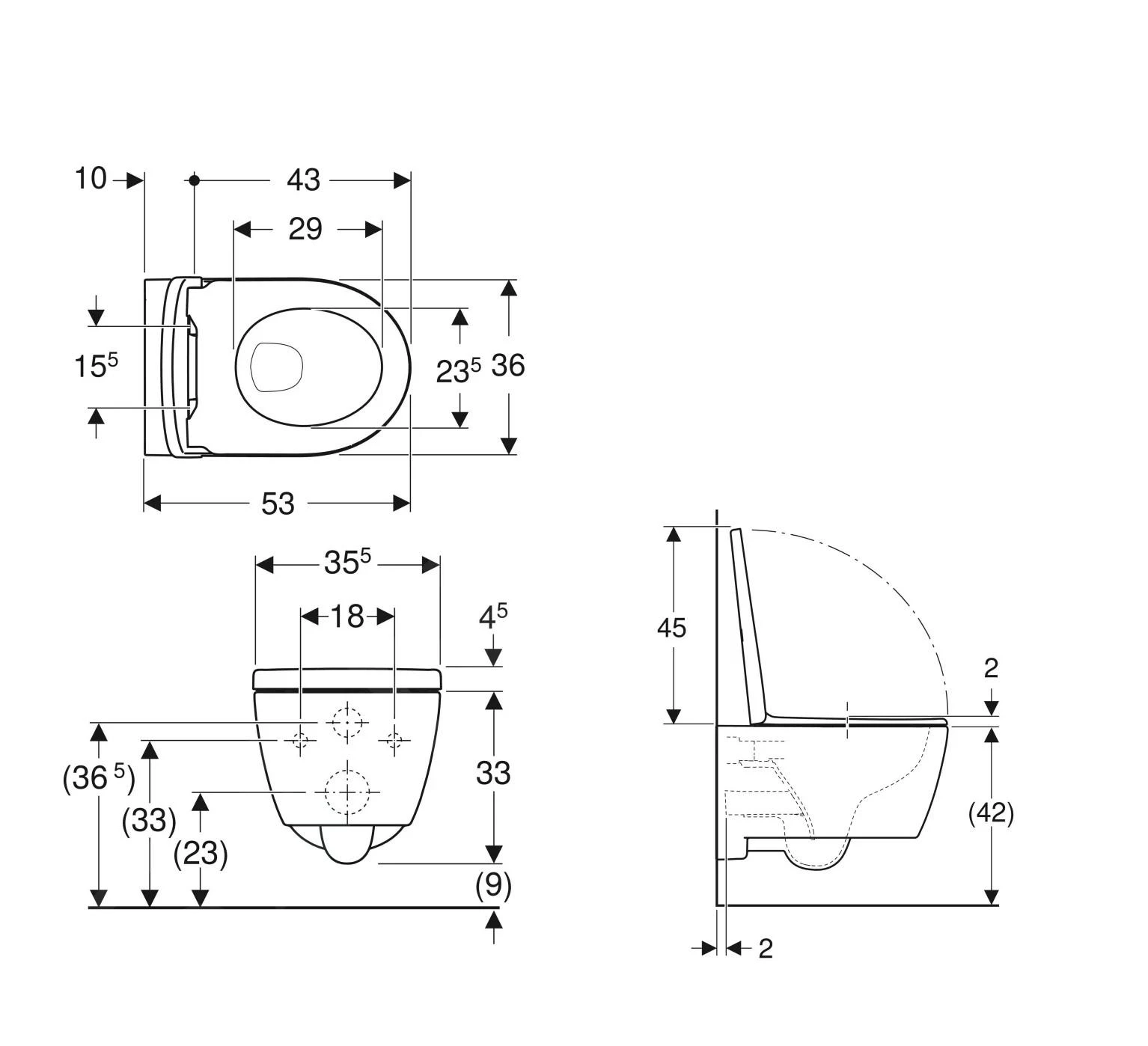 Geberit ICon - Wandtoilet Met SoftClose Toiletbril, Rimfree, Alpine Wit 501.663.JT.1 - Afbeelding 2