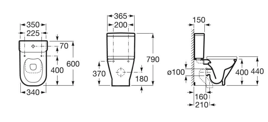 Roca The Gap - Spoelreservoir, DualFlush, Aansluiting Aan De Zijkant, Wit A341731000 - Afbeelding 2