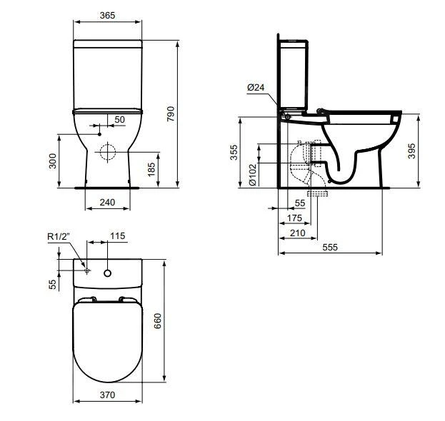 Ideal Standard Eurovit - Duobloktoilet Met Wc Zitting, Wit T443501 - Afbeelding 2