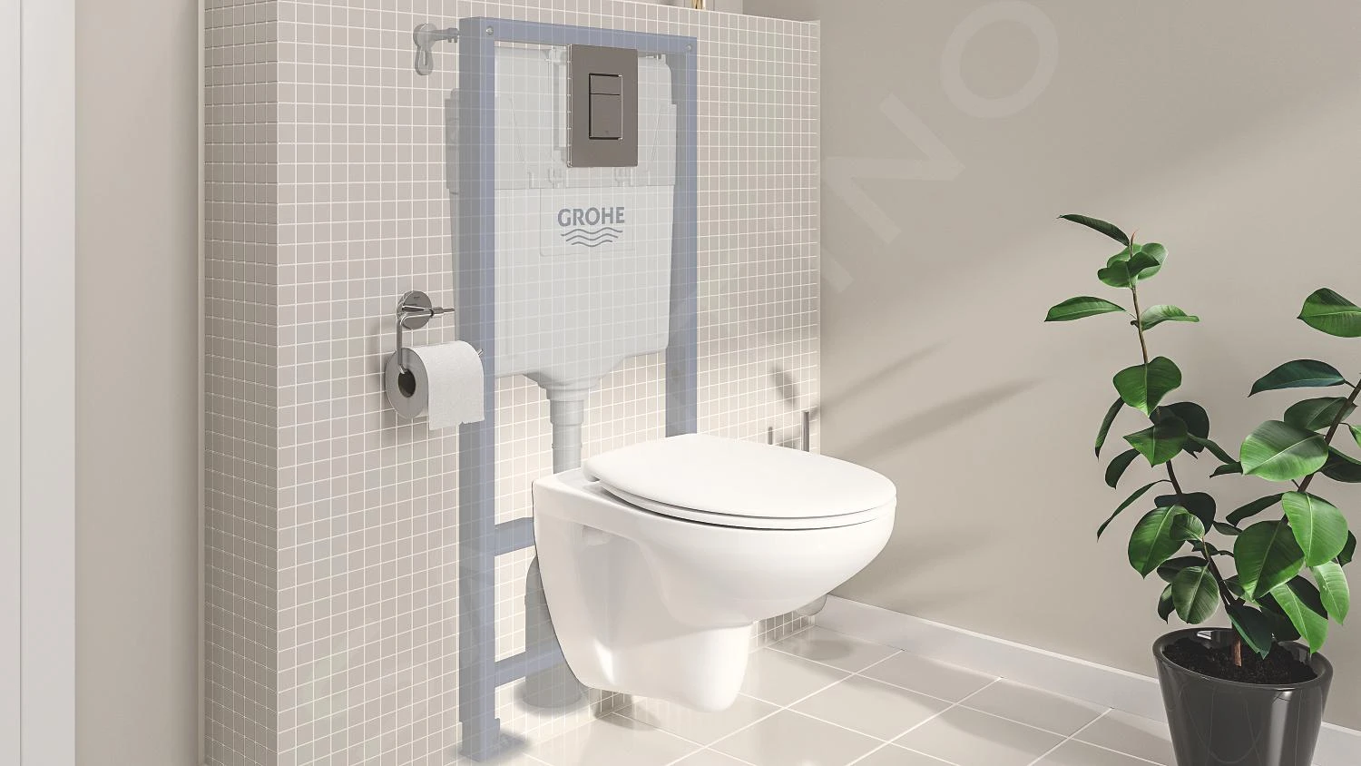 Grohe Solido - Voorwand Montageset, Bau Ceramic Toilet En Softclose Zitting, Skate Cosmopolitan Bedieningsplaat, Chroom 39586000 - Afbeelding 8