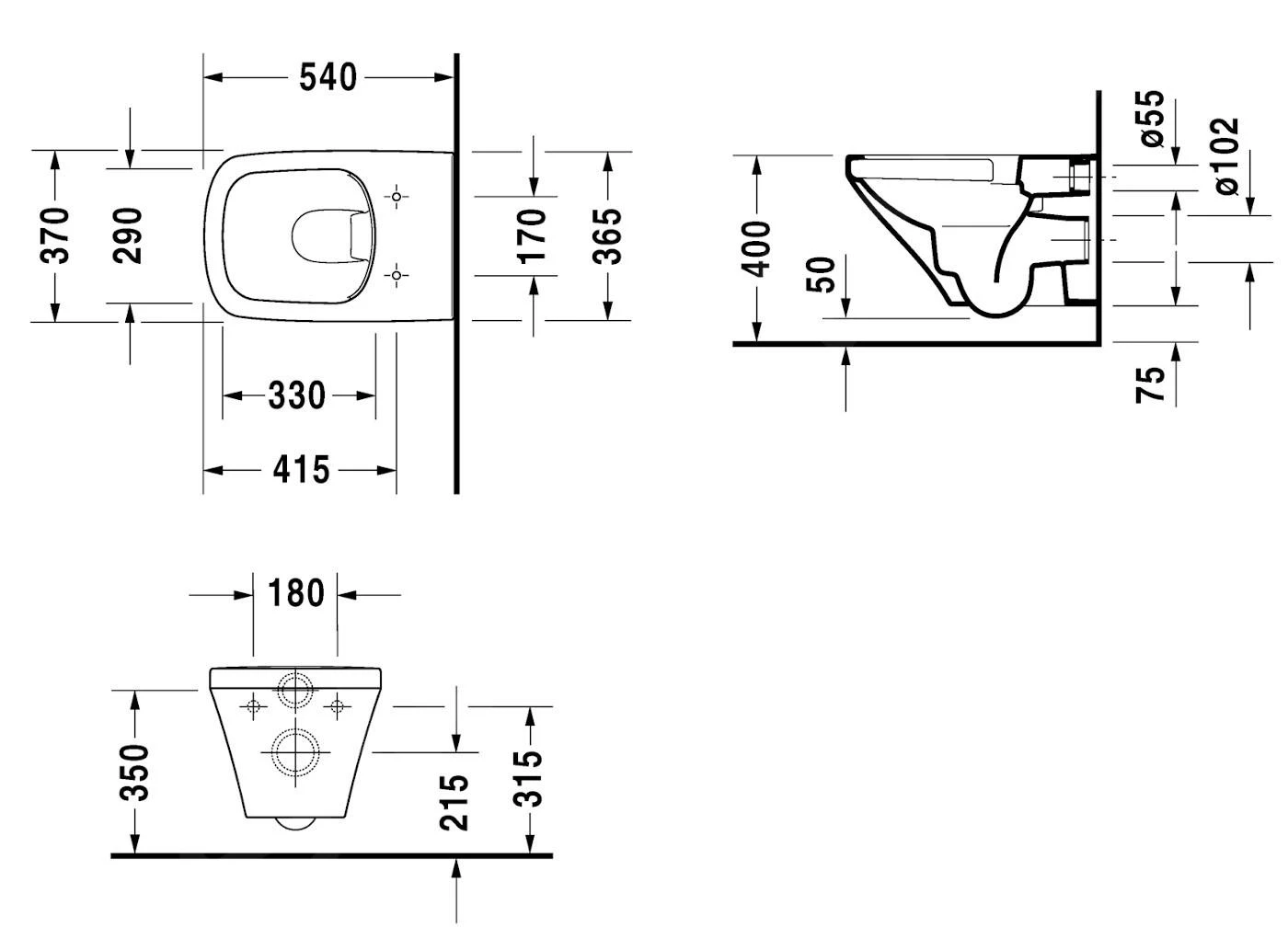Duravit DuraStyle - Wandcloset, Rimless, Met HygieneGlaze, Alpine Wit 2538092000 - Afbeelding 2