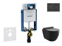 Geberit Kombifix - Voorwand Montageset, Gaia Toilet En Softclose Zitting, Sigma30 Bedieningsplaat, Mat Zwart/zwart SANI15CA5500