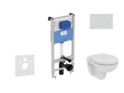 Ideal Standard ProSys - Toiletset- Inbouwreservoir, Closet, WC-zitting Eurovit, Oleas M1 Bedieningsplaat, Rimless, SoftClose, Mat Chroom ProSys120M SP53