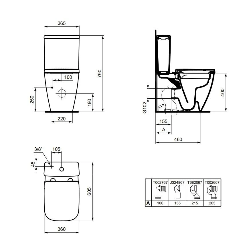 Ideal Standard I.Life S - Spoelreservoir, Onderaansluiting, Wit T473501 - Afbeelding 2