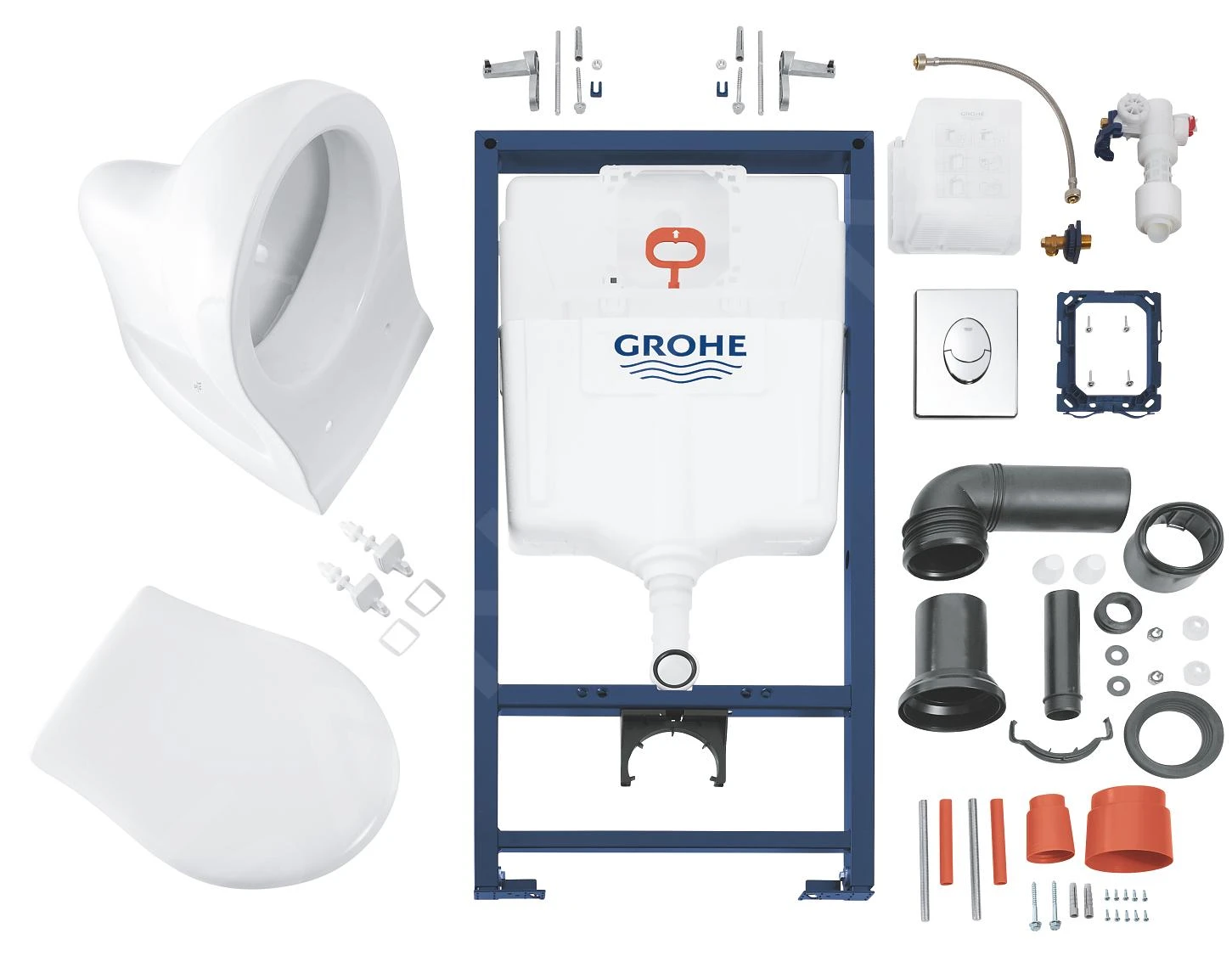 Grohe Solido - Complete Toiletset Met Inbouwreservoir, Hangtoilet En Softclose Wc Bril, Skate Air Bedieningsplaat, Chroom 39192000 - Afbeelding 3