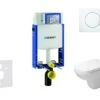 Geberit Kombifix - Toiletset Met Sigma01 Bedieningsplaat, Alpine Wit + Duravit D-Code Hangend Toilet En Wc Bril, Rimless, SoftClose 110.302.00.5 NH1