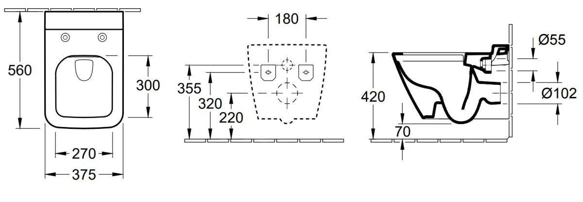 Villeroy & Boch Finion - Wandcloset, DirectFlush, CeramicPlus, Stone White 4664R0RW - Afbeelding 2