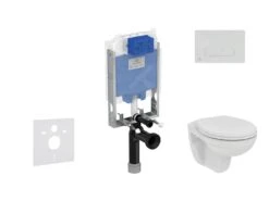 Ideal Standard ProSys - Toiletset- Inbouwreservoir, Closet, WC-zitting Eurovit, Oleas M1 Bedieningsplaat, Rimless, Softclose, Chroom ProSys80M SP126
