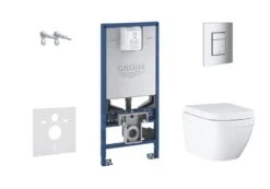 Grohe Rapid SLX - Complete Toiletset, Wand-wc + Toiletzitting, + Bedieningsplaat Skate Cosmopolitan S, Rimless, Softclose 39603SET-KX