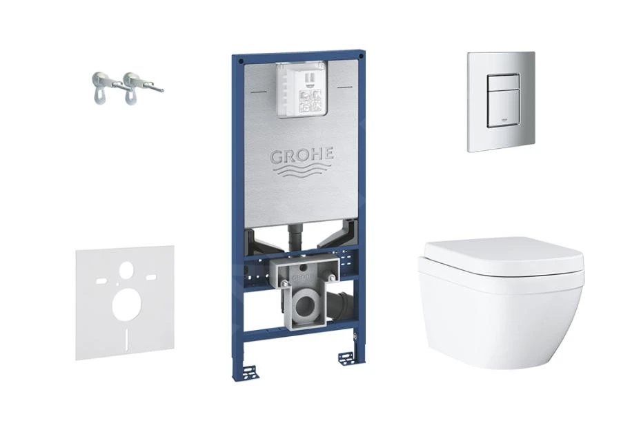 Grohe Rapid SLX - Complete Toiletset, Wand-wc + Toiletzitting, + Bedieningsplaat Skate Cosmopolitan S, Rimless, Softclose 39603SET-KX