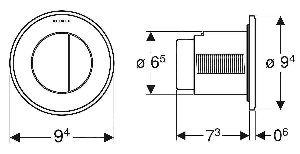 Geberit Spoelsystemen - Afstandsbediening Bedieningsplaat Type 10, Pneumatisch, Voor 2-toets Spoeling, Wit/glanzend Chroom 116.055.KJ.1 - Afbeelding 2