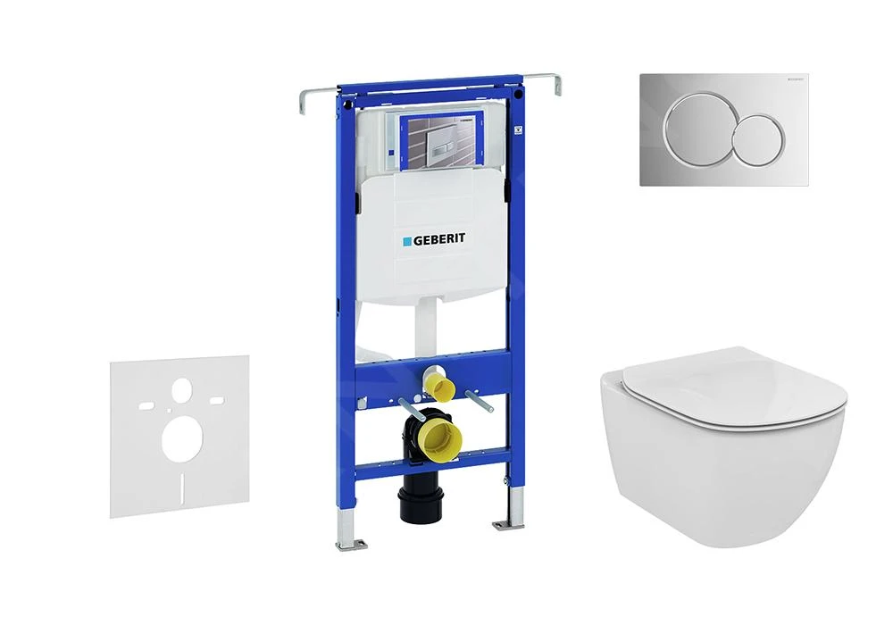 Geberit Duofix - Set Voorwandinstallatie, Toilet En Ideal Standard Tesi Zitting, Bedieningspaneel Sigma01, Aquablade, SoftClose, Glanzend Chroom 111.355.00.5 NU2