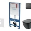 Kielle Genesis - Voorwand Montageset, Tesi Toilet En Softclose Toiletbril, Aquablade, Gemini III Bedieningsplaat, Mat Zwart SANI11AD5500