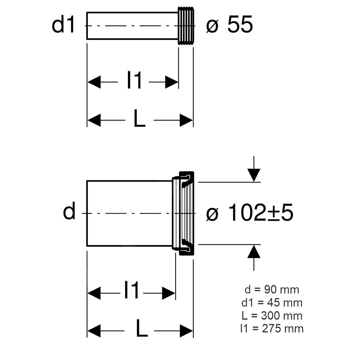 Geberit Toebehoren - Aansluitgarnituur Voor Wandcloset 152.441.46.1 - Afbeelding 2