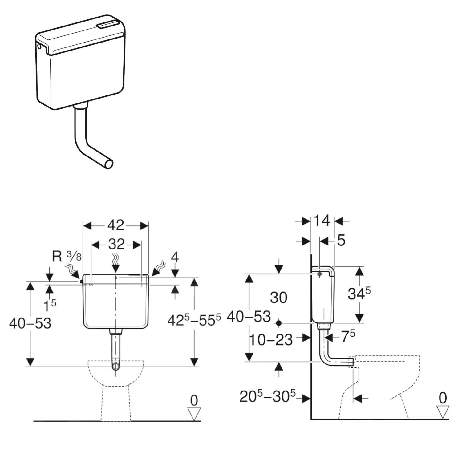 Geberit Toebehoren - Spoelreservoir AP112, Wit Alpine 136.230.11.1 - Afbeelding 2