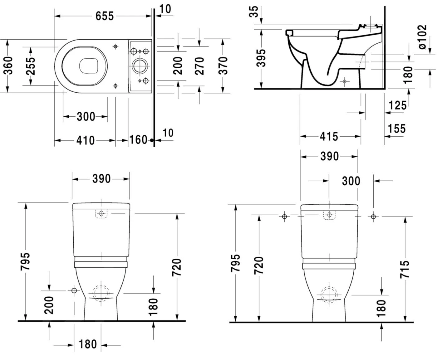 Duravit Starck 3 - Duoblokpot, Met WonderGliss, Wit 01260900001 2 Duravit Starck 3 - Duoblokpot, Met WonderGliss, Wit 01260900001 - Afbeelding 2