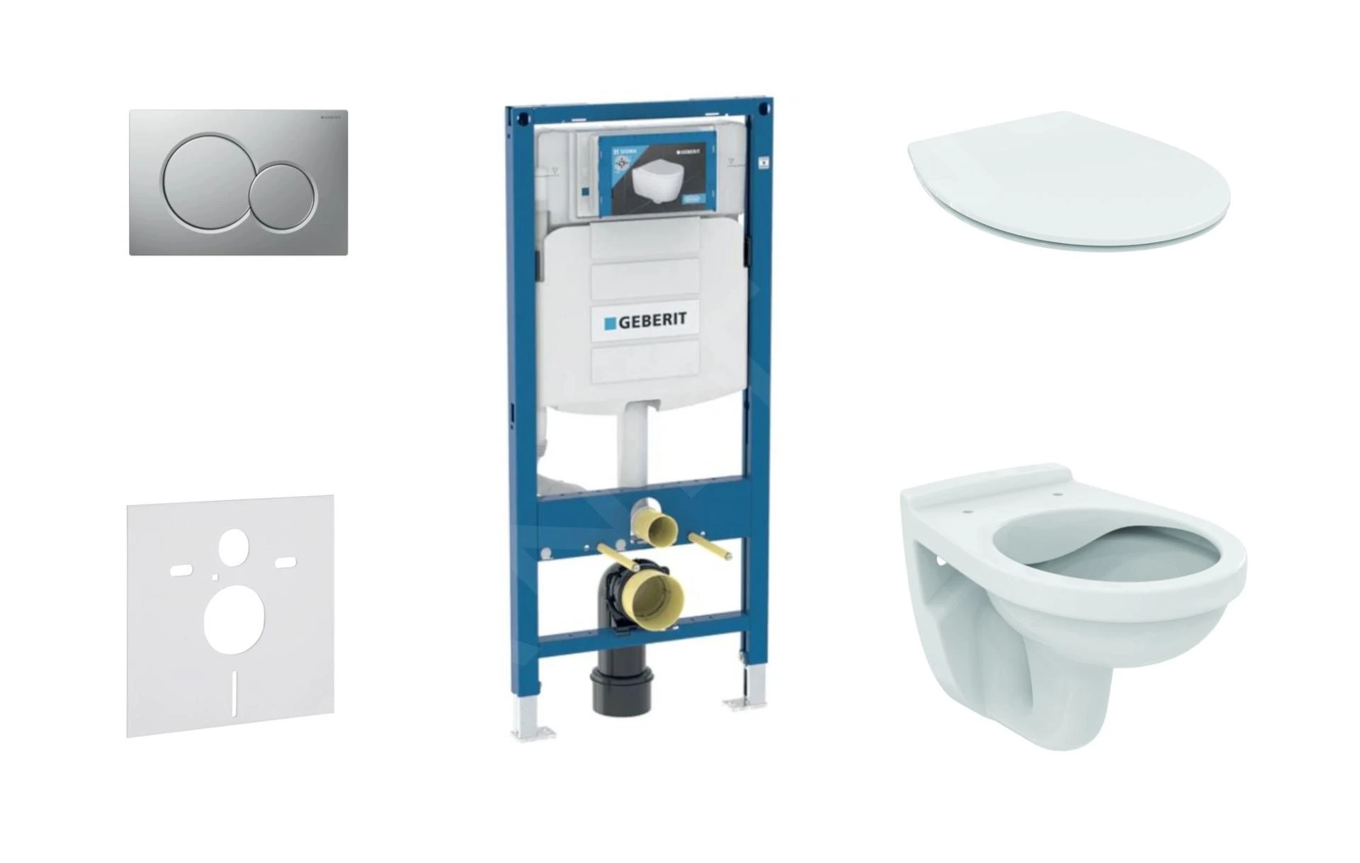 Geberit Duofix - Set Inbouwreservoir, Closet Alpha Met WC-zitting, Bedieningsplaat Sigma01, Mat Chroom 111.300.00.5 ND3