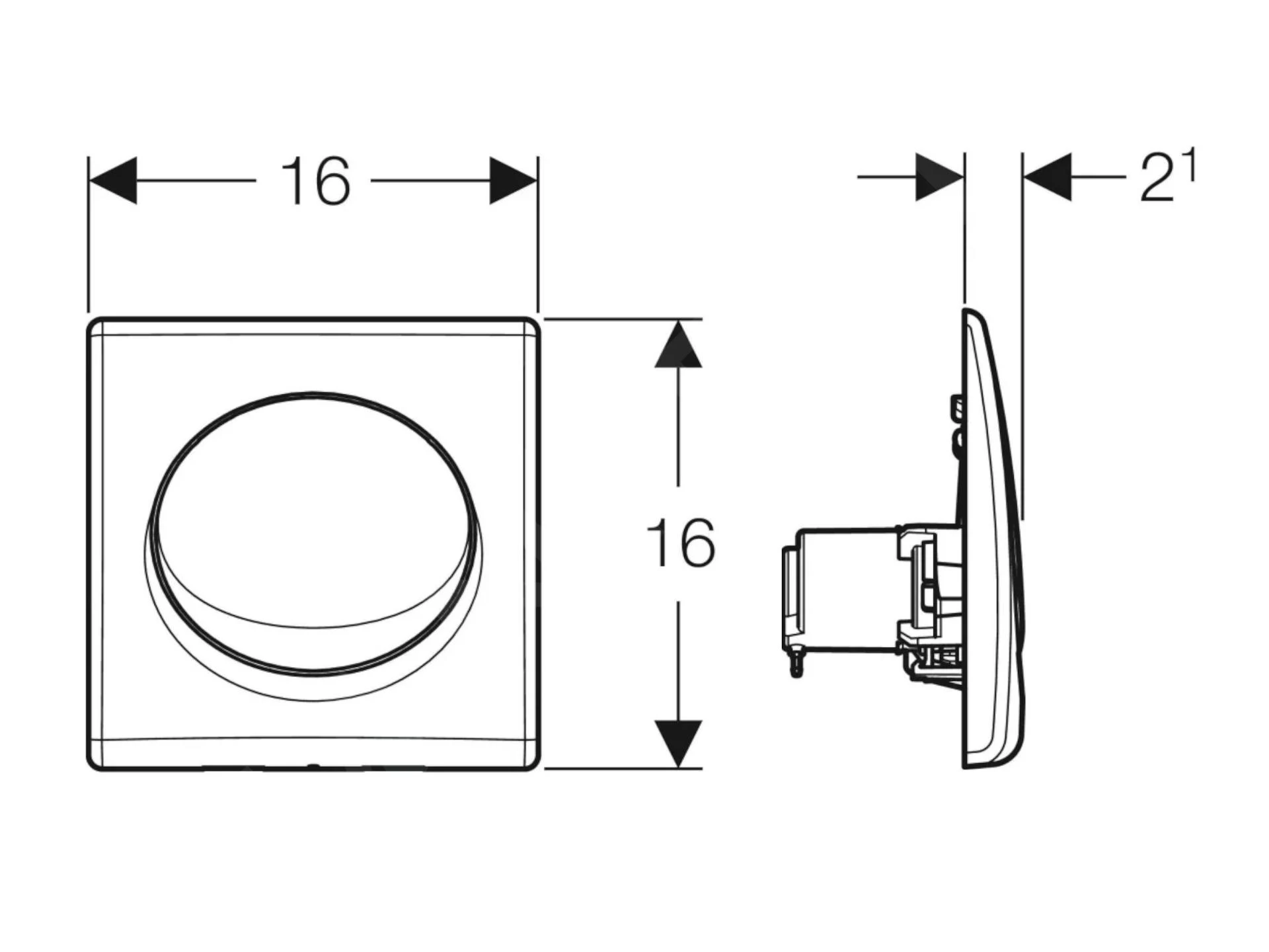 Geberit Spoelsystemen - Urinoir Bedieningsplaat, Mat Chroom 115.820.46.5 - Afbeelding 2