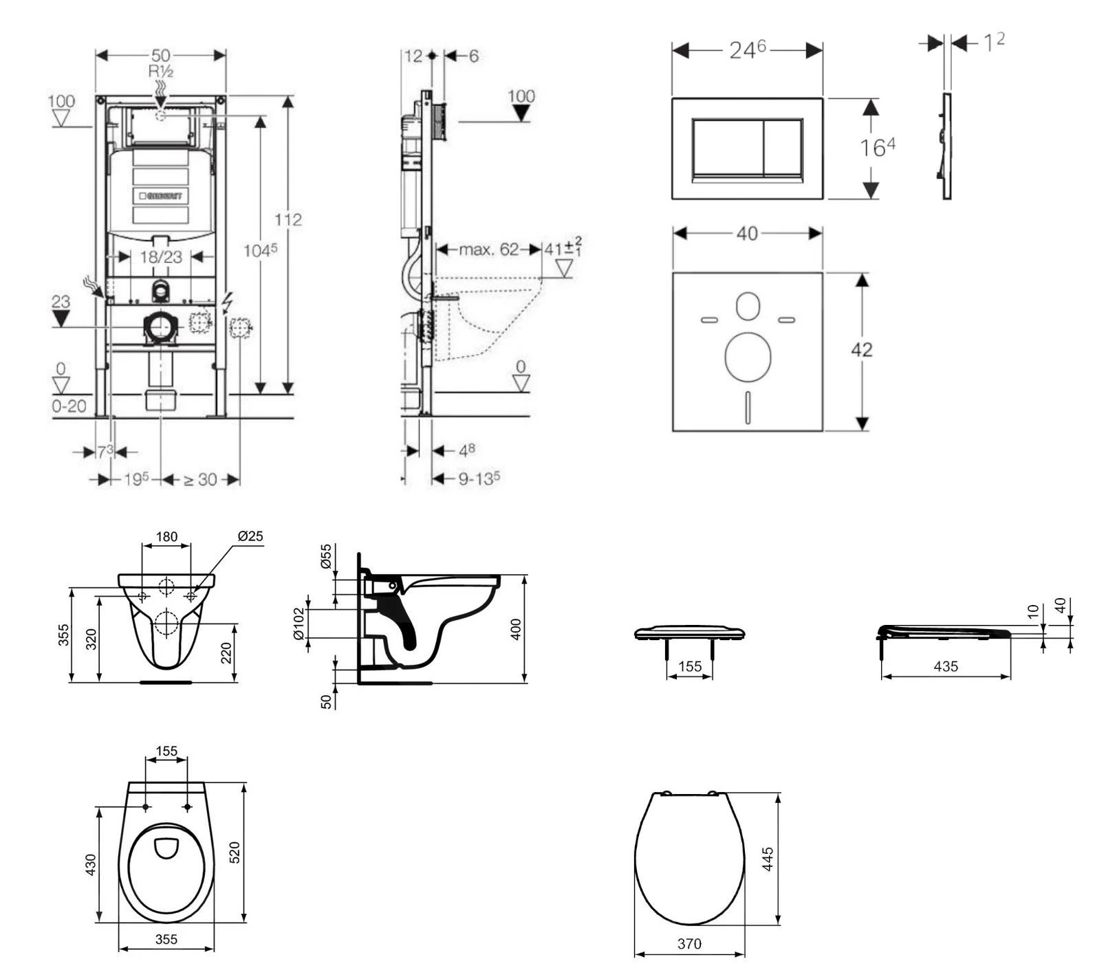 Geberit Duofix - Set Voorwandinstallatie, Closet Alpha Met WC-zitting, Bedieningspaneel Sigma30, Wit/chroom 111.300.00.5 NR5 - Afbeelding 2