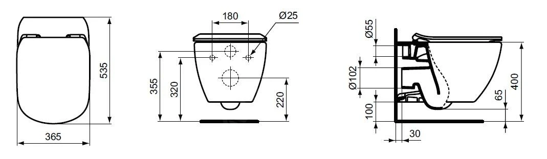 Ideal Standard Tesi - Hangend Toilet Met Wc Bril SoftClose, AquaBlade, Mat Wit T3546V1 - Afbeelding 2