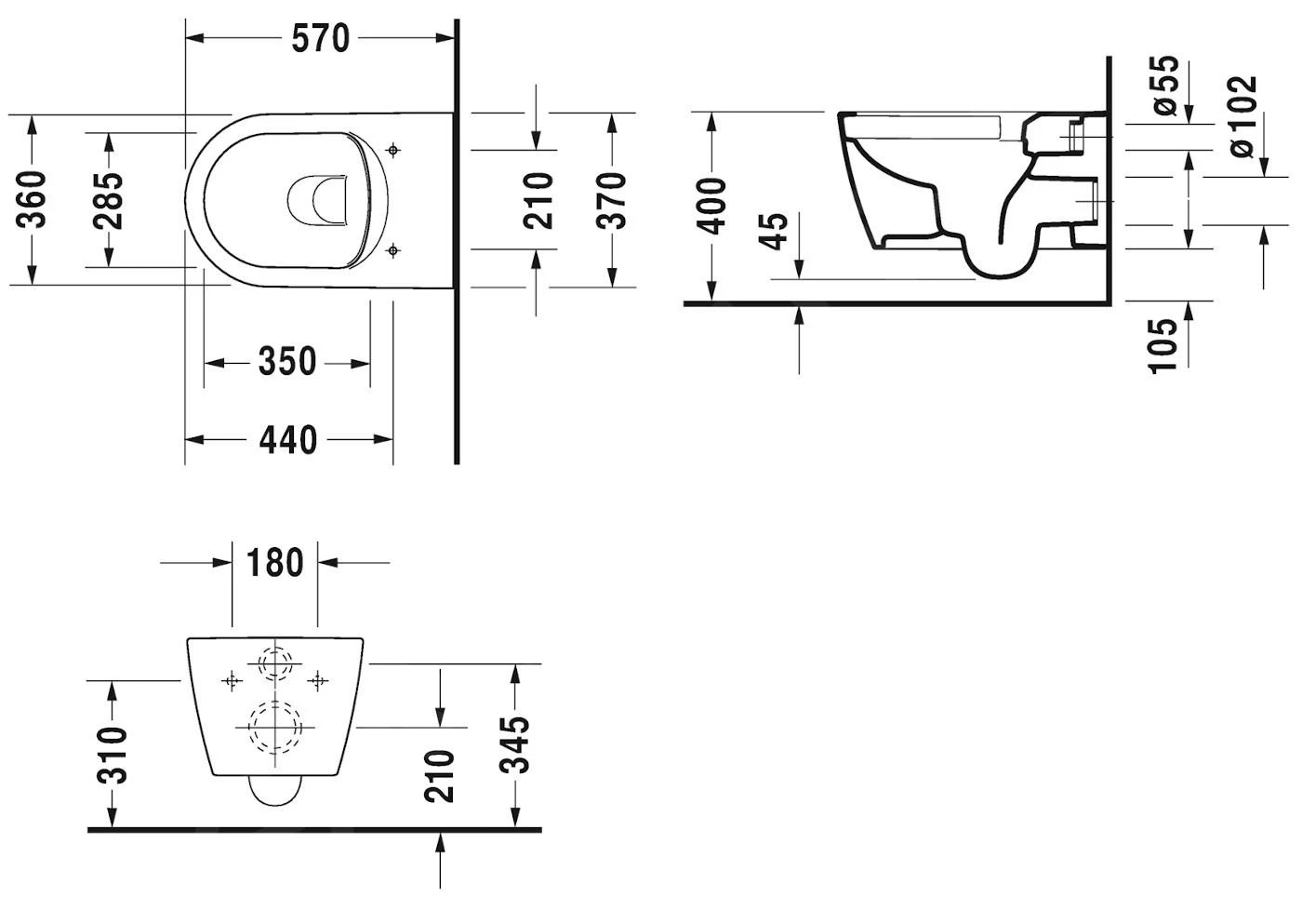 Duravit ME By Starck - Wandcloset, Rimless, Alpine Wit 2529090000 - Afbeelding 2