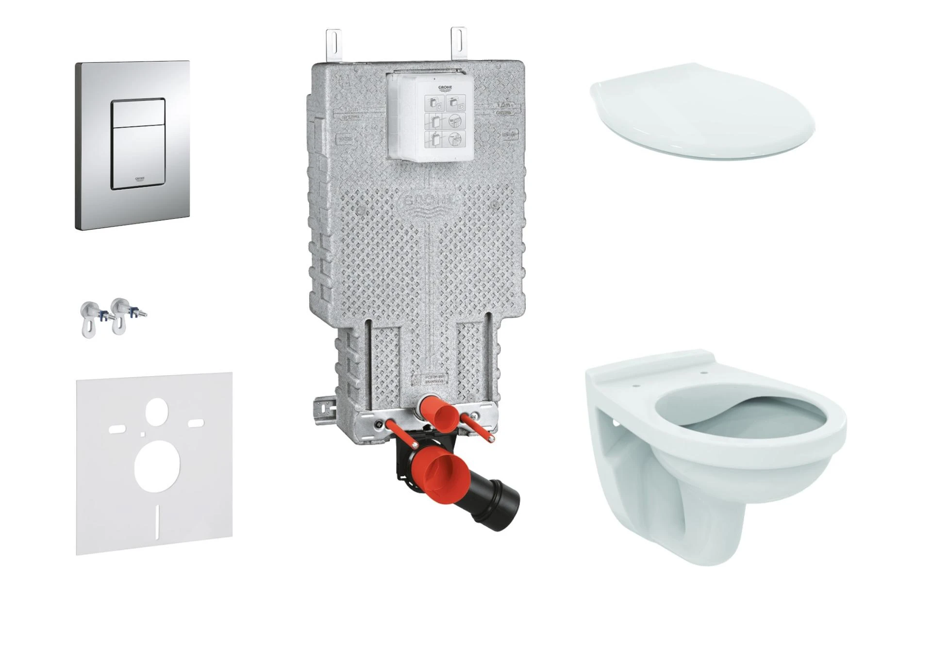 Grohe Uniset - Set Voorwandinstallatie, Closet Alpha Met WC-zitting, Bedieningspaneel Skate Cosmopolitan, Chroom 38643SET-KR