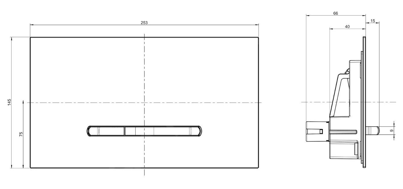 Villeroy & Boch ViConnect - WC-bedieningsplaat 300G, 2 Spoelvolumes, Glanzend Grijs/geborsteld Rvs 922160RA - Afbeelding 2