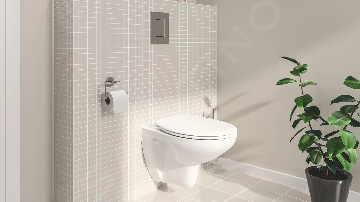 Grohe Solido - Voorwand Montageset, Bau Ceramic Toilet En Softclose Zitting, Skate Cosmopolitan Bedieningsplaat, Chroom 39586000 - Afbeelding 9