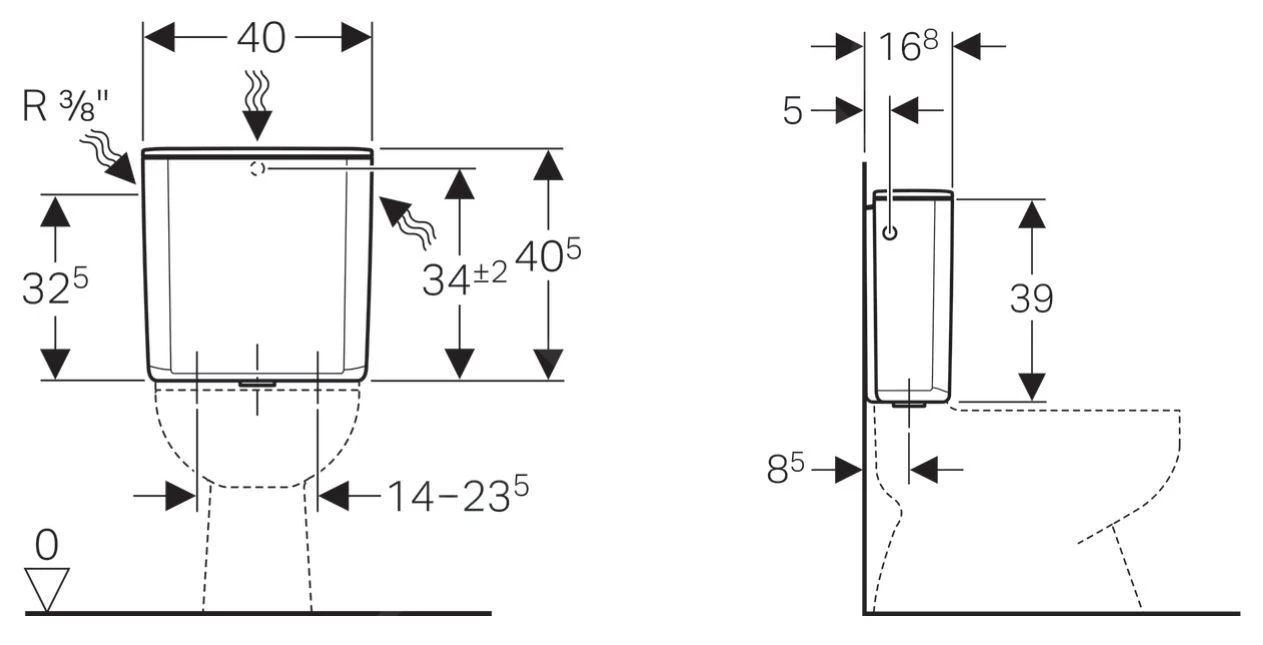 Geberit Toebehoren - Spoelreservoir, Watertoevoer Zijkant/achterkant, Alpine Wit 128.000.11.5 - Afbeelding 2