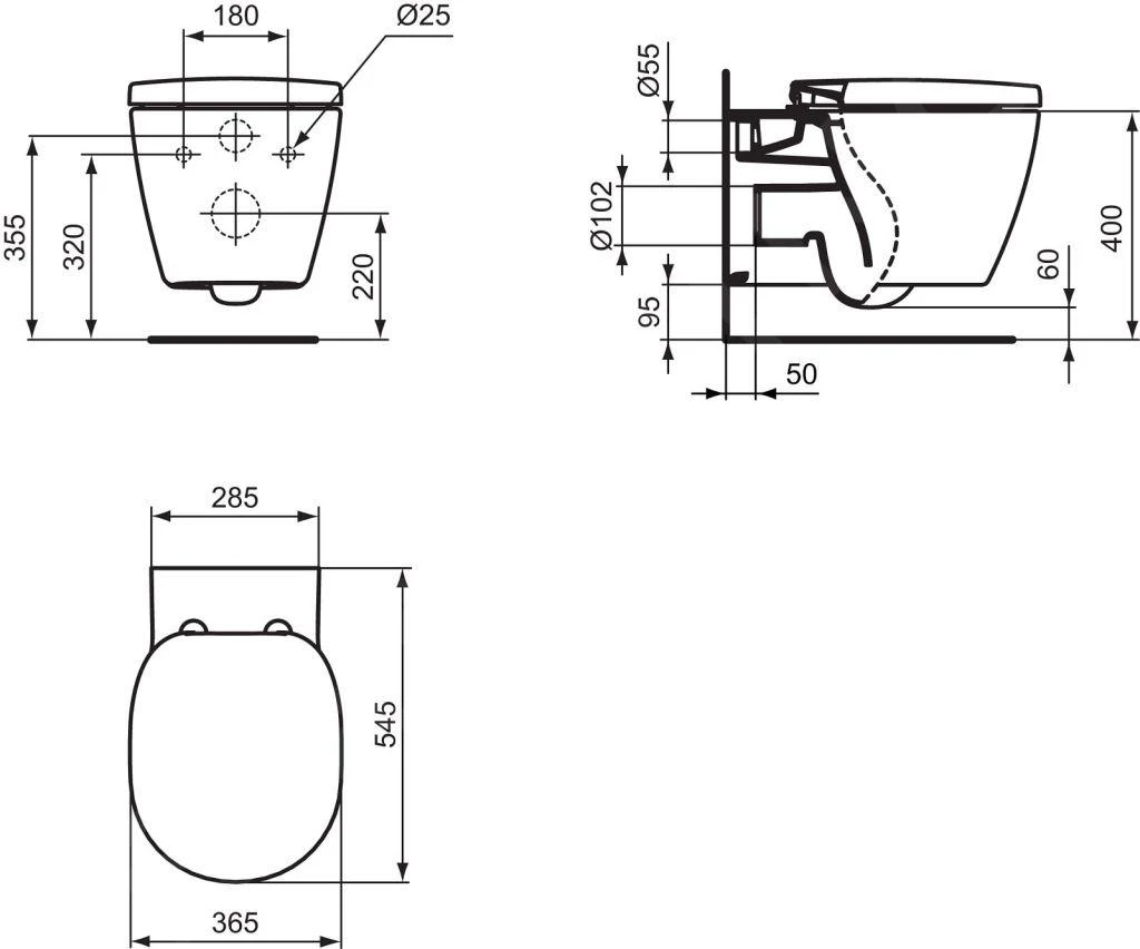 Ideal Standard Connect - Hangend Toilet, Aquablade, Wit E047901 - Afbeelding 2