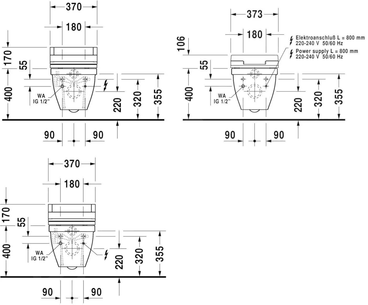 Duravit Starck 3 - Wandcloset Voor SensoWash, Met HygieneGlaze, Alpine Wit 2226592000 - Afbeelding 4