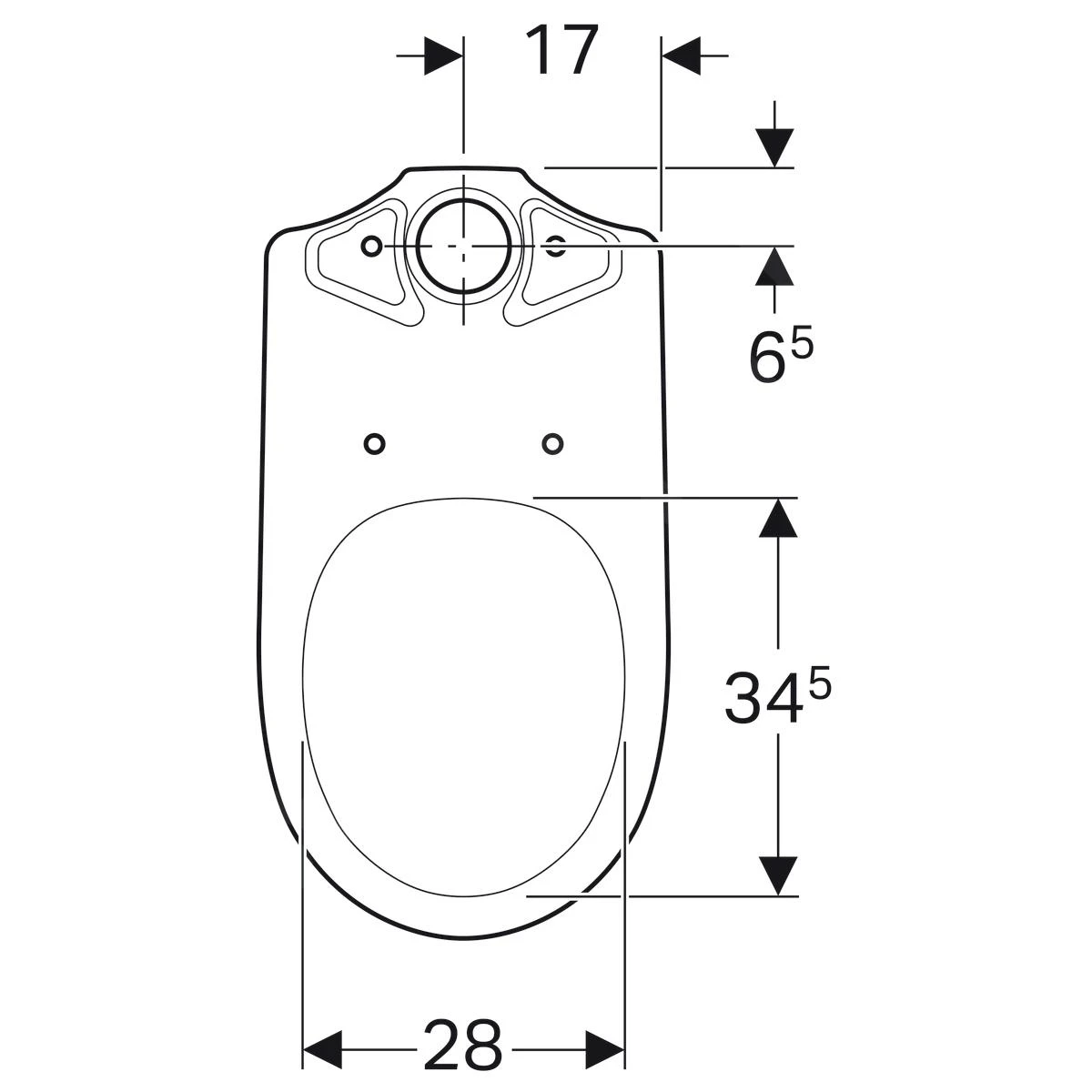 Geberit Selnova - Staande Toiletpot, Afvoer Achteraan, 680x360 Mm, Wit 500.287.01.1 - Afbeelding 2