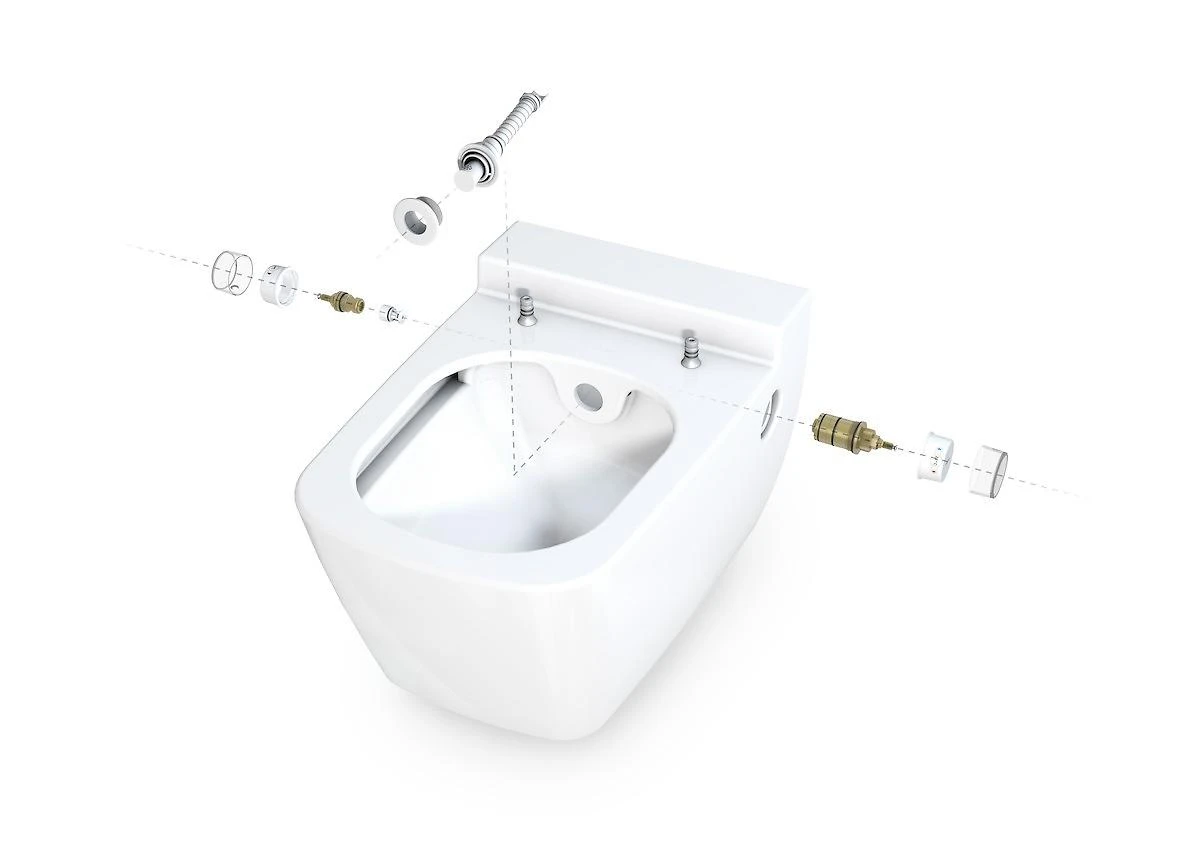 Geberit Duofix - Inbouwreservoir Voor Hangend Toilet Met SIGMA30 Bedieningsknop, Mat Chroom/chroom + Tece One - Hangend Douche-wc En Wc-bril, Rimless, SoftClose 111.300.00.5 NT7 - Afbeelding 8