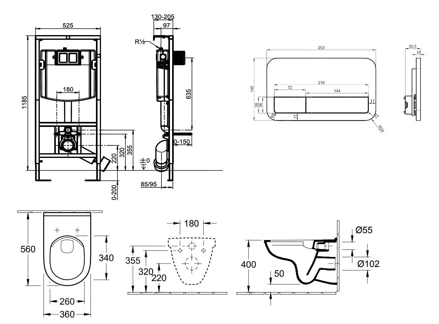 Villeroy & Boch O.novo - ViConnect Voorwandinstallatie Set, Toiletpot Inclusief Wcbril, DirectFlush, SoftClosing, E200 Spoelknop, Wit 5660D301 - Afbeelding 2